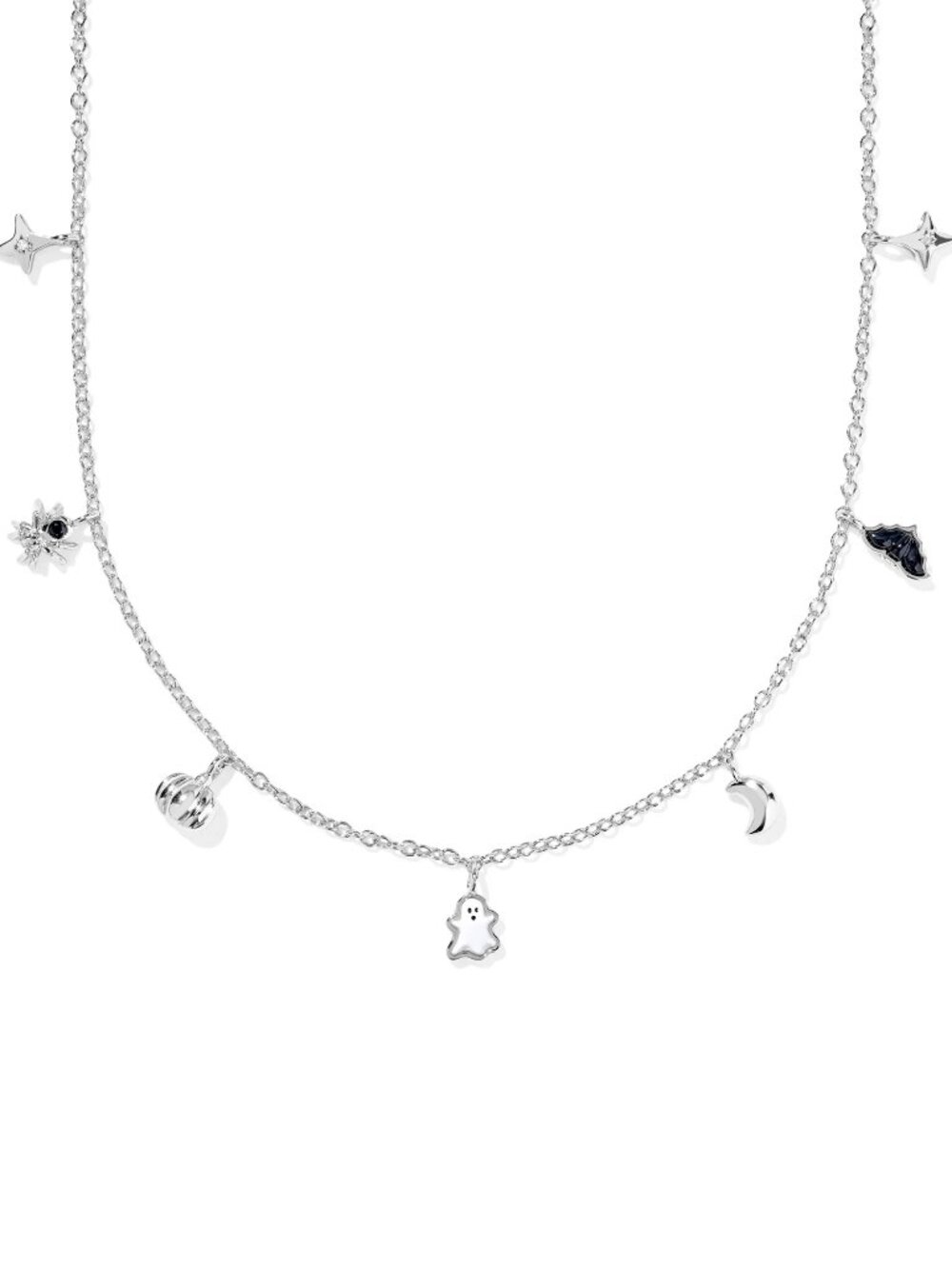 NEW Kendra Scott Halloween Silver Strand Necklace Dangle Charms Ghost Bat NWT